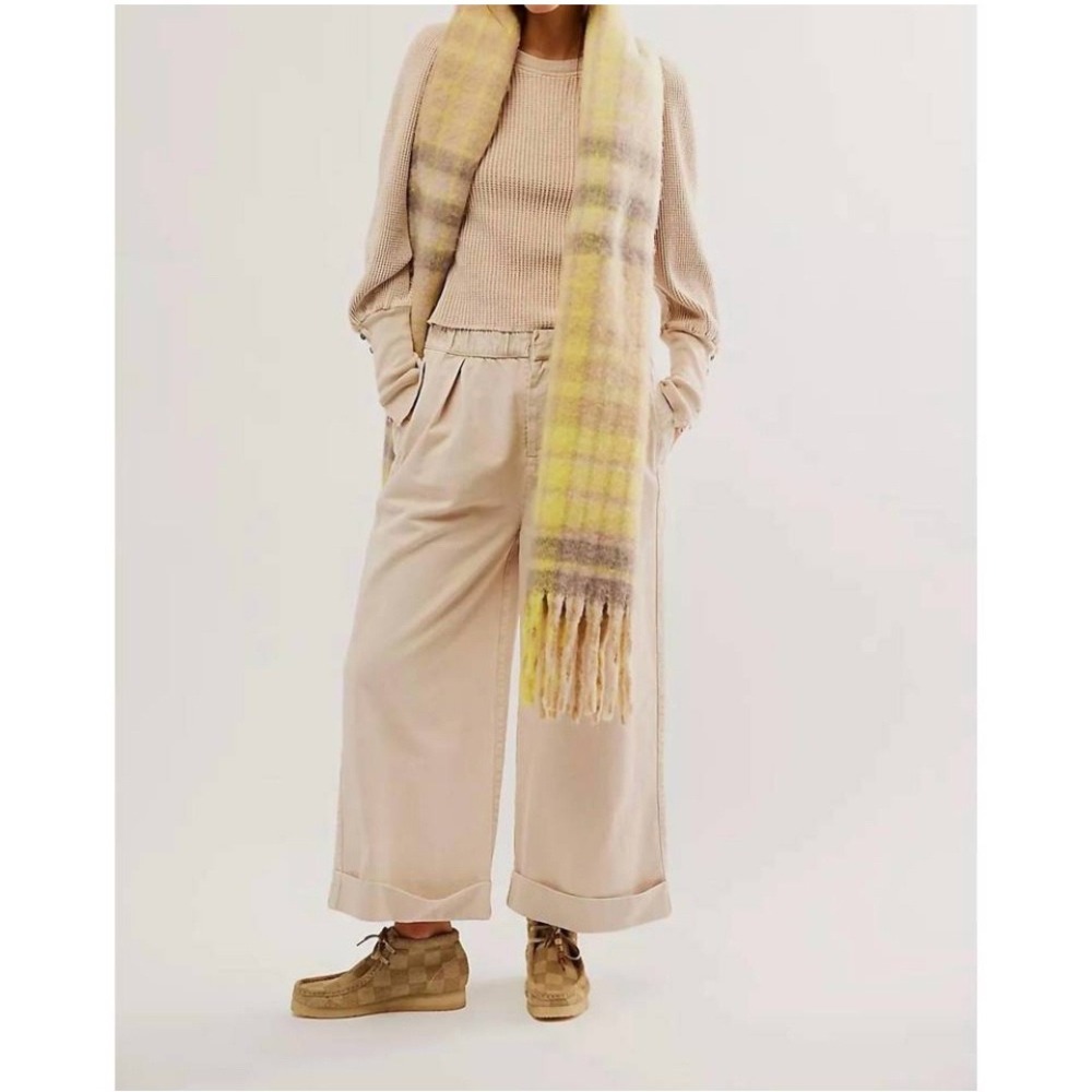 NWT Free People After Love Cuff Pants Size XL Wide Leg Sandshell‎ Beige Trousers